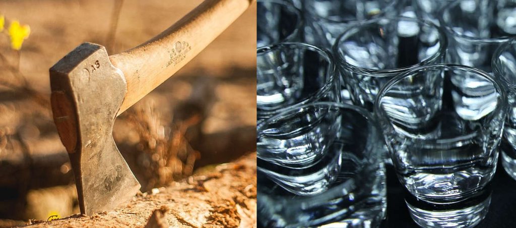 axe throwing vodka tasting 2 in 1 in Krakow, Poland Bumper Ball Experiences